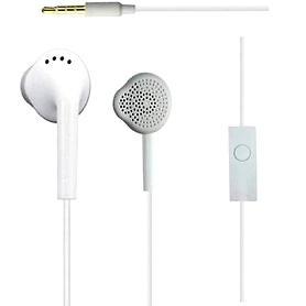 Denzcart White Earphone Samsung in Ear 3.5 mm Jack Earphone for Android Mobiles and All Smartphones (Wired with Mic)