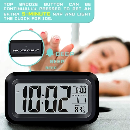 Denzcart Digital Smart Backlight Alarm Clock with Automatic Sensor,Date &amp; Temperature, Alarm Clocks for Bedroom, Digital Clock with Alarm,for Students,for Desk, for Table-4