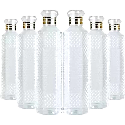 Denzcart Square Crystal Pattern Plastic Water Bottle Set Of 6 ( 1000ml Each,Plastic ) (Black, PET)-B09ZVGVRJQ
