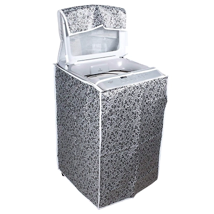 Denzcart Top Load Washing Machine Cover Suitable for Back Panel 6.2 Kg | 6.5 Kg | 7.0 Kg | 7.5 Kg ONLY (Black &amp; Grey, 55Cms x 55Cms x 92Cms)-B0BMMH4GGG