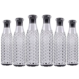 Denzcart Premium Fridge Water Bottle Set (Black ,1 liter ) Pack of 6