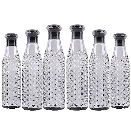 Denzcart Premium Fridge Water Bottle Set (Black ,1 liter ) Pack of 6-B09Z7X2JXP