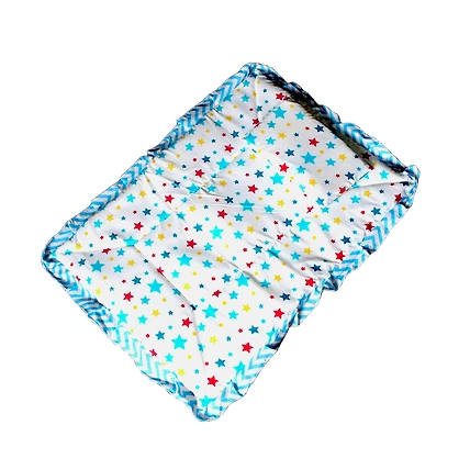 Empire Baby Bedding Sets Comforter and Pillow Breathable Soft Cotton Mattress Crib &amp; Cot Mattress for New Born 61 X 46 Cm (Star Prints Sky Blue with Frill)-B0B18RJTWK