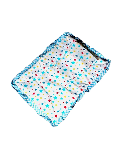 Empire Baby Bedding Sets Comforter and Pillow Breathable Soft Cotton Mattress Crib &amp; Cot Mattress for New Born 61 X 46 Cm (Star Prints Sky Blue with Frill)-B0B18RJTWK