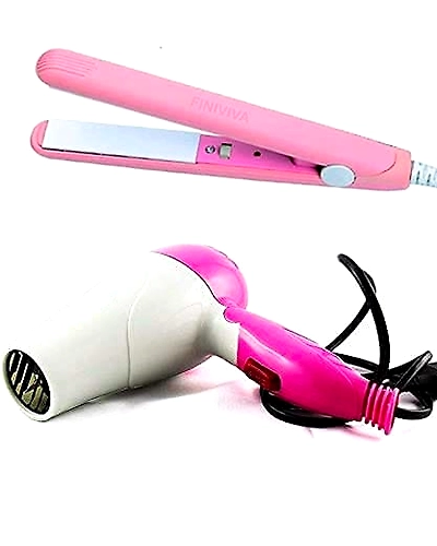 DC Hair Dryer With Fold Able Handle And Mini Hair Straightener Travel Friendly Pack Of 2-B09TVT7CCC