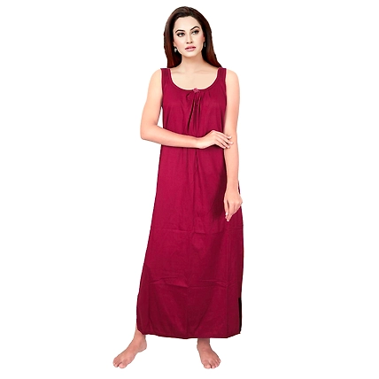 Denzcart Premium Hosiery Nighty Soft Light Gown for Women (Maroon, 1)-B09GMC3K77