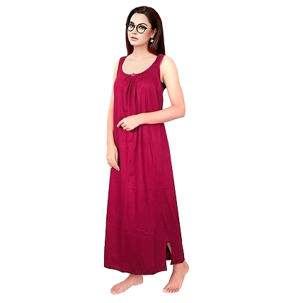 Denzcart Premium Hosiery Nighty Soft Light Gown for Women (Maroon, 1)-1