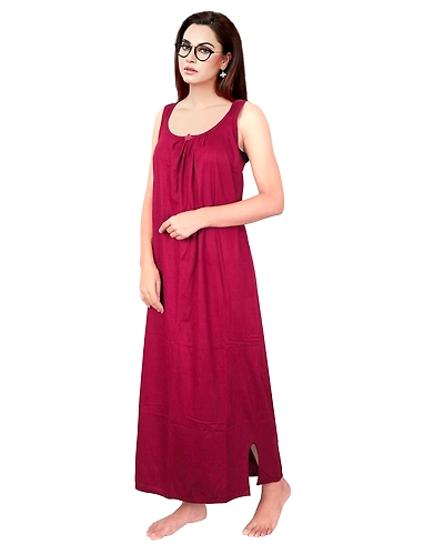 Denzcart Premium Hosiery Nighty Soft Light Gown for Women (Maroon, 1)-1