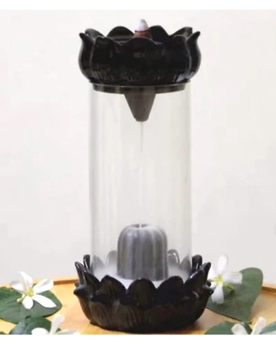 MISS Peach Resin Shivling Smoke Fountain Incense Burner Showpiece with 10 Back Flow Incense Cones, Standard, Black (Resin)-B0BS6KD2R3