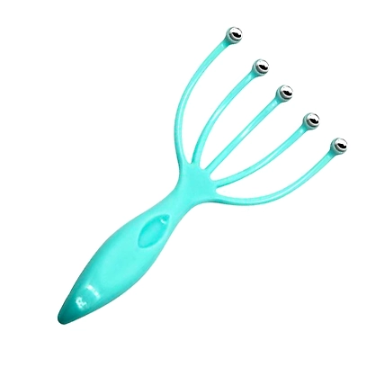 Scalp Massager Tool Protable Handheld Five Fingers Claw Steel Ball Relaxation Head Massager For Home Office Travel (Blue)-B07P6BBG1P