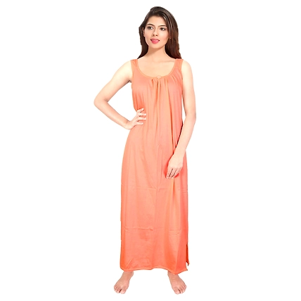 Denzcart Premium Hosiery Nighty Soft Light Gown for Women (Peach, 1)-B09GMB5ZVY