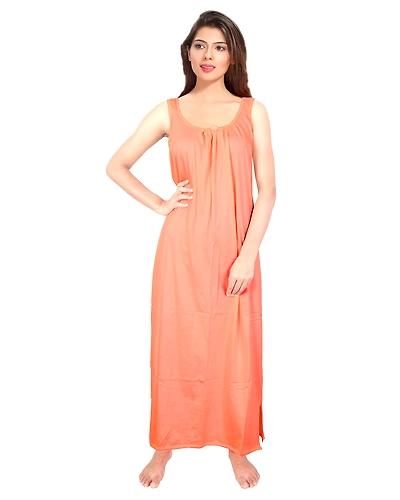 Denzcart Premium Hosiery Nighty Soft Light Gown for Women (Peach, 1)-B09GMB5ZVY