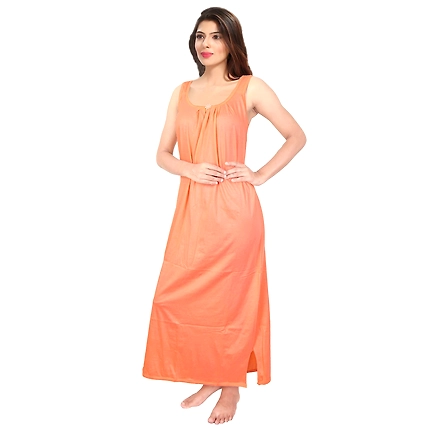 Denzcart Premium Hosiery Nighty Soft Light Gown for Women (Peach, 1)-1