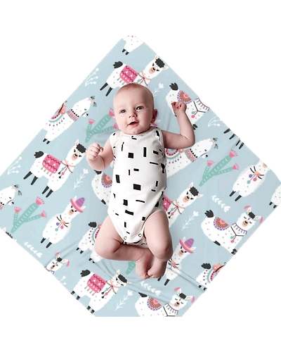 Cartoon Llama Alpaca Baby Swaddle Blankets for Boys Girls,Newborn Receiving Blankets Soft Fuzzy Fleece Throw Blanket Nursery Swaddling Blanket for Infant Crib,Stroller,Travel 35.4X 35.4 Inch-B09K7BCDRC