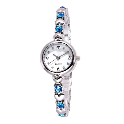 DC Stylist Ladies Watch with Diamonds- Silver with Blue Diamonds-B09XX9HY1S