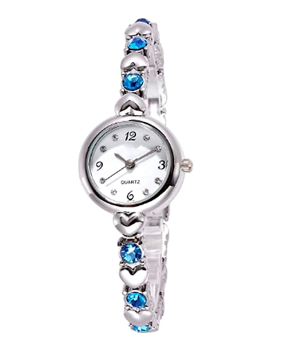 DC Stylist Ladies Watch with Diamonds- Silver with Blue Diamonds-B09XX9HY1S