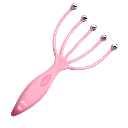 Scalp Massager Tool Protable Handheld Five Fingers Claw Steel Ball Relaxation Head Massager For Home Office Travel (Pink)-B07PBHTDK5