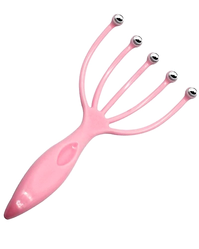 Scalp Massager Tool Protable Handheld Five Fingers Claw Steel Ball Relaxation Head Massager For Home Office Travel (Pink)-B07PBHTDK5