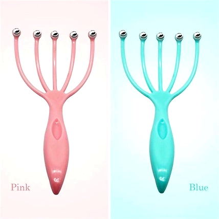 Scalp Massager Tool Protable Handheld Five Fingers Claw Steel Ball Relaxation Head Massager For Home Office Travel (Pink)-1
