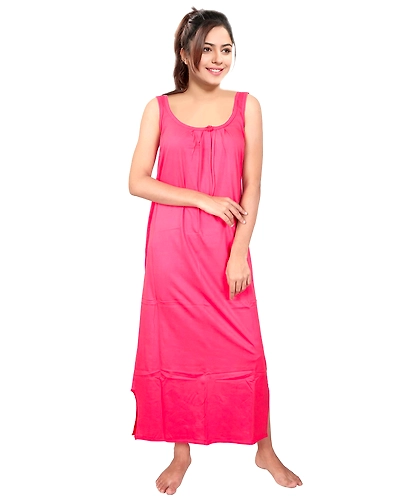 Denzcart Premium Hosiery Nighty Soft Light Gown for Women (Dark Pink, 1)-B09GMBMFYN