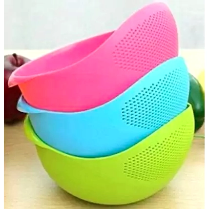 High Quality Rice And fruit Drain Basket 3 pcs set Deep Frying Basket  (Multicolor Pack of 3)-Rice-bowl-3