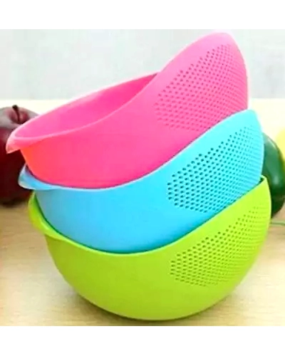 High Quality Rice And fruit Drain Basket 3 pcs set Deep Frying Basket  (Multicolor Pack of 3)-Rice-bowl-3