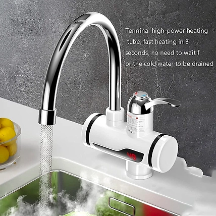 Denzcart Instant Electric Water Heater Faucet Tap Hot Tap Home-Kitchen Water Heating Instantaneous Water Heater Tank less for Tap,LED Electric Head Water Heaters For Home Kitchen (3000W)-1
