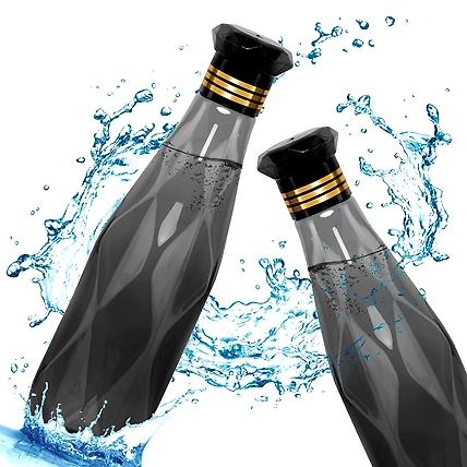 Denzcart Crystal Black Pattern Plastic Water Bottle Set Of 6 ( 1000ml Each,Plastic ) (Black, PET)-1