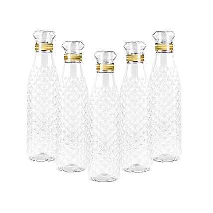 Plastic Fridge Water Bottle Set for Office, Sports, School, Travelling, Gym, Yoga - BPA and Leak Free &amp; Unbreakable Bottle Multi color Set of 5-B09YD1D2YZ