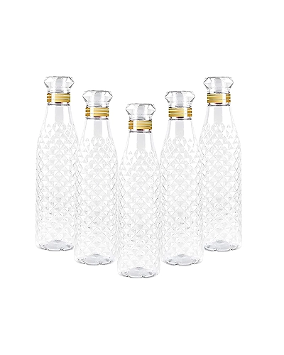 Plastic Fridge Water Bottle Set for Office, Sports, School, Travelling, Gym, Yoga - BPA and Leak Free &amp; Unbreakable Bottle Multi color Set of 5-B09YD1D2YZ