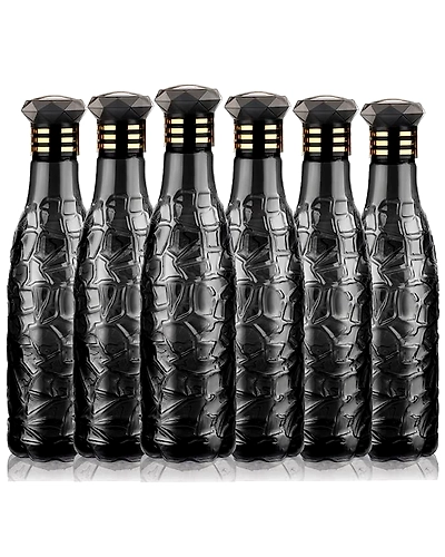 Denzcart Zig-Zag Pattern Plastic Water Bottle Set Of 6 ( 1000ml Each,Plastic ) (Black, PET)-B09YTPHGHZ