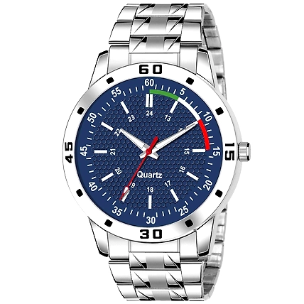 Denzcart Premium Black Dial Watch (Avio Steel) (Blue Dial)-B09XF5MLQD