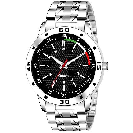Denzcart Premium Black Dial Watch (Avio Steel) (Black Dial)-B09XF49QB6