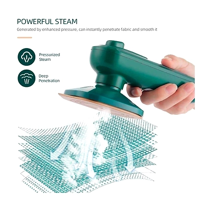 Denzcart Portable Micro Steam Iron, Green Iron Handheld Garment Steamer, Dry And Wet Wrinkles Removing Lightweight Steamer For Home Office, Fast Heat Mini Ironing-1