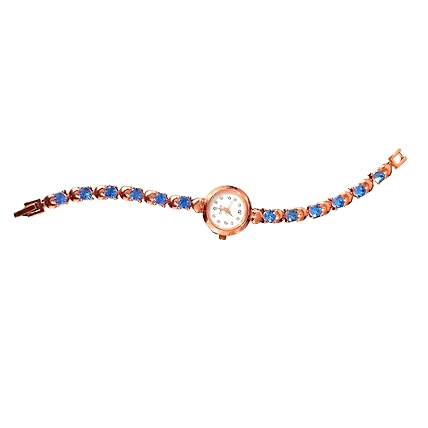 DC Stylist Ladies Watch with Diamonds- Rose Gold with Blue Diamonds-B09XV6KFM3