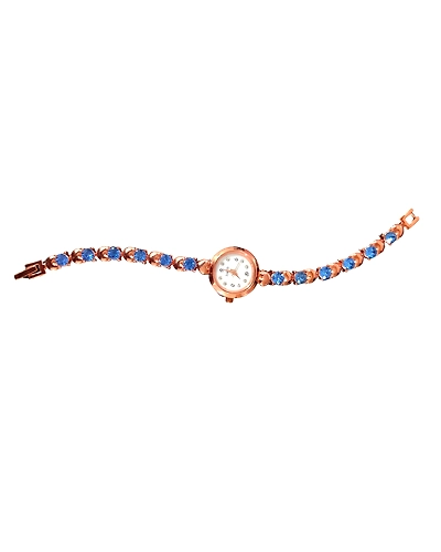 DC Stylist Ladies Watch with Diamonds- Rose Gold with Blue Diamonds-B09XV6KFM3
