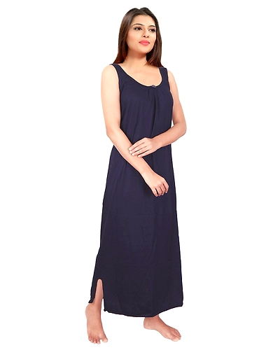 Denzcart Premium Hosiery Nighty Soft Light Gown for Women (Navy Blue, 1)-1