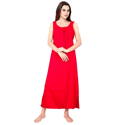 Denzcart Premium Hosiery Nighty Soft Light Gown for Women (Red, 1)-B09GMC5PQF