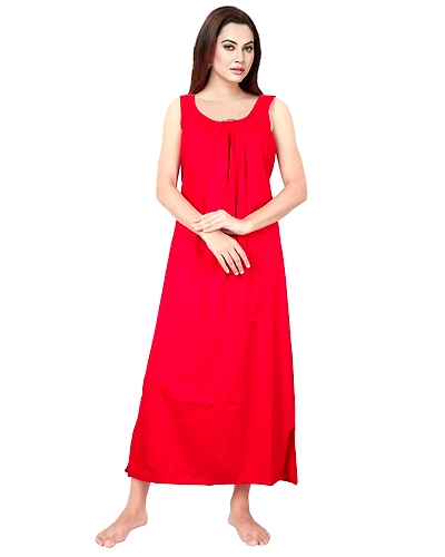 Denzcart Premium Hosiery Nighty Soft Light Gown for Women (Red, 1)-B09GMC5PQF
