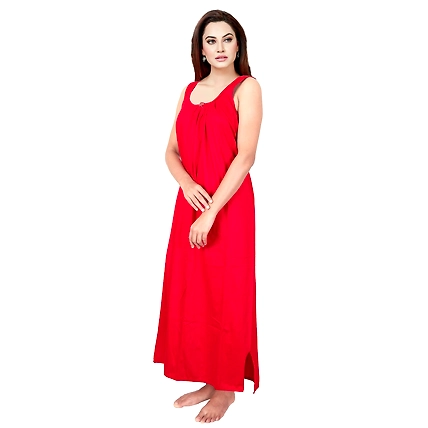 Denzcart Premium Hosiery Nighty Soft Light Gown for Women (Red, 1)-1
