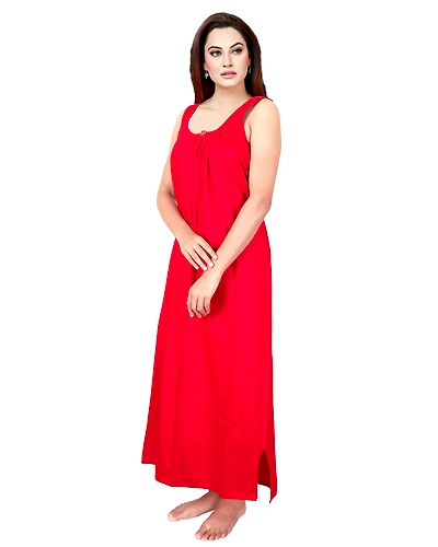 Denzcart Premium Hosiery Nighty Soft Light Gown for Women (Red, 1)-1