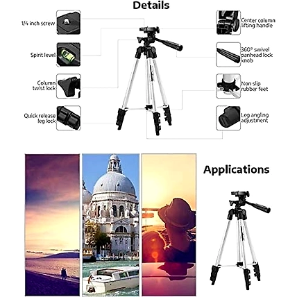Denzcart Portable and Foldable Metal Tripod for Mobile and Camera-1
