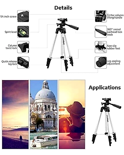Denzcart Portable and Foldable Metal Tripod for Mobile and Camera-1