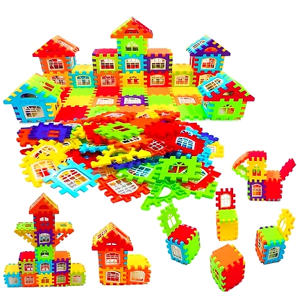 Denzcart Building Blocks for Kids House Building Blocks with Windows | Block Game for Kids, Bag Packing, Best Gift Toy (72 PCS)-B09FK8WS89
