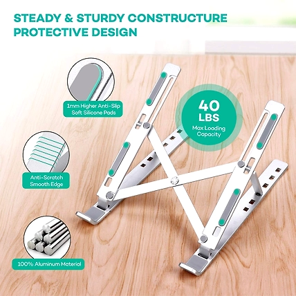 DC Aluminium Laptop Stand for Table | Universal &amp; Height Adjustable Lapdesks Compatible with All Laptops &amp; Tablets-1