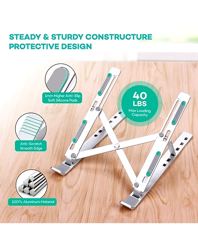 DC Aluminium Laptop Stand for Table | Universal &amp; Height Adjustable Lapdesks Compatible with All Laptops &amp; Tablets-1