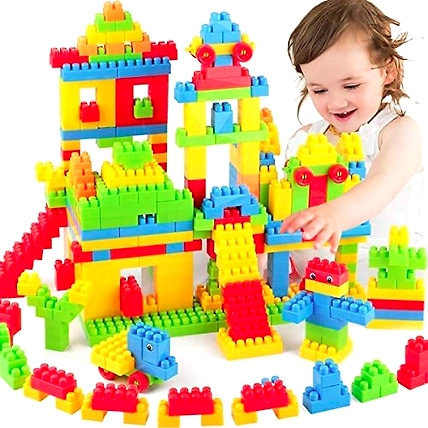 Denzcart 72Pieces Small Building Blocks for Kids with Wheel Age 3+, Multi Color Small Building Bricks and Blocks for Kids, Small 72 Pieces , Multicolor-B09XQL42Q5
