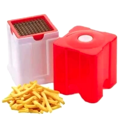 Denzcart French Fries Cutter / Finger Chips /Potato chip Maker/ Direct Push Function Stainless Steel Blades - ABS Plastic Body in Multicolor with Single Blade-B0BN1SJCZ6