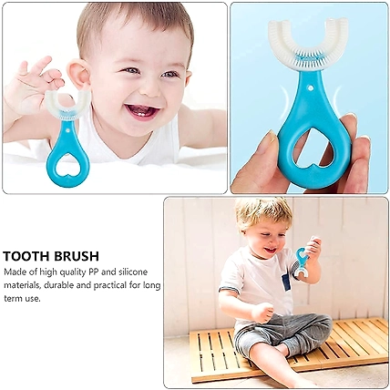 DC U Shaped Toothbrush for Kids Manual Whitening Toothbrush Silicone Brush Head for Kids Children Infant Toothbrush-1