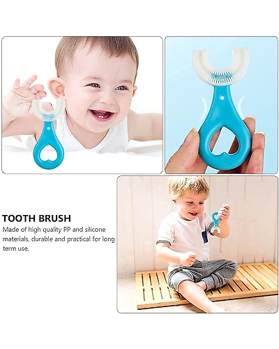 DC U Shaped Toothbrush for Kids Manual Whitening Toothbrush Silicone Brush Head for Kids Children Infant Toothbrush-1